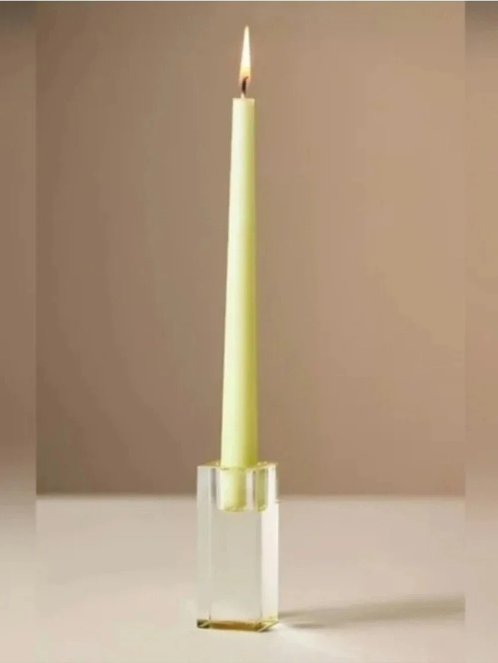Anthropologie Cut Glass Taper Candle Holder Yellow